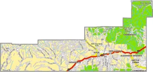 Garfield County Colorado GIS Map showing county boundaries, cities, roads, and geographic features.