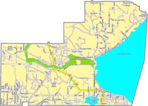 Glades County Florida GIS Map showing county boundaries, roads, lakes, and nearby locations.