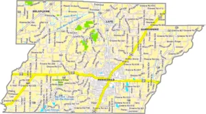 Greene County Arkansas GIS Map showing county boundaries, roads, cities, and geographic features.