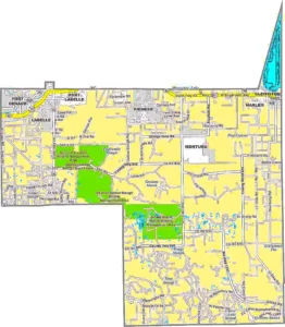 Hendry County Florida GIS Map showing county boundaries, roads, cities, and natural features.