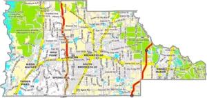 Hernando County Florida GIS Map displaying county boundaries, highways, cities, and waterways.