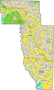 Howard County Arkansas GIS Map showing county boundaries, roads, cities, and geographic features.