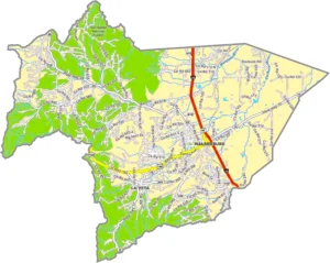 Huerfano County Colorado GIS Map showing county boundaries, cities, roads, and geographic features.