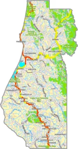 Humboldt County California GIS Map showing county boundaries, cities, roads, and geographic features.