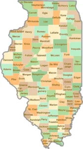 Illinois County GIS Map showing county boundaries and location