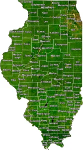 Illinois Satellite County GIS Map showing county boundaries and location