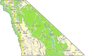 Inyo County California GIS Map showing county boundaries, cities, roads, and geographic features.