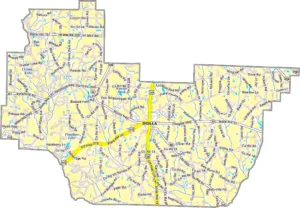 Irwin County Georgia GIS Map showing county boundaries, major roads, cities, highways, rivers, and geographic features.