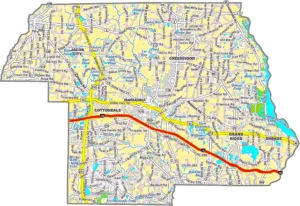 Jackson County Florida GIS Map showing county boundaries, roads, cities, and landmarks.