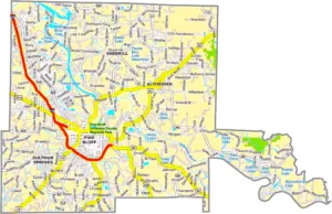 Jefferson County Arkansas GIS Map showing county boundaries, roads, cities, and geographic features.