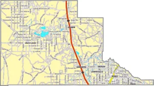 Jefferson County Idaho GIS Map showing county boundaries, roads, cities, and geographic features.