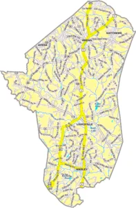 Jefferson County Georgia GIS Map showing county boundaries, major roads, cities, highways, rivers, and geographic features.