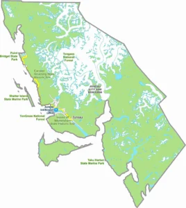 Juneau City and Borough Alaska Borough Map Showing Boundaries