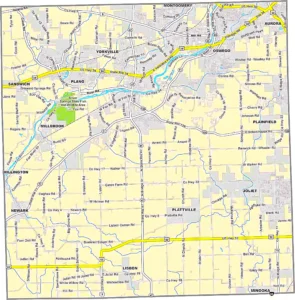 Kendall County Illinois GIS map showing county boundaries and location