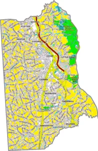 Kent County Delaware GIS Map showing county boundaries, cities, roads, and geographic features.