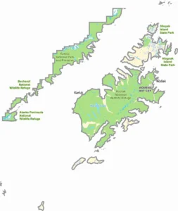 Kodiak Island Borough Alaska Borough Map Showing Boundaries