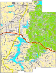 Kootenai County Idaho GIS Map showing county boundaries, cities, roads, and geographic features.