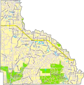 Lafayette County Florida GIS Map showing county boundaries, roads, rivers, and communities.