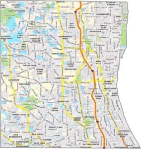 Lake County Illinois GIS map showing county boundaries and location