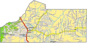 Las Animas County Colorado GIS Map showing county boundaries, cities, roads, and geographic features.