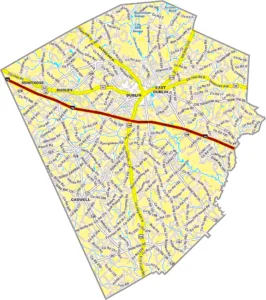 Laurens County Georgia GIS Map showing county boundaries, major roads, cities, highways, rivers, and geographic features.
