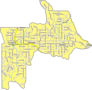 Lewis County Idaho GIS Map showing county boundaries, roads, towns, and geographic features.