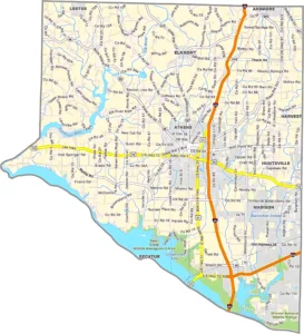 Limestone County Alabama GIS Map Showing County Boundaries