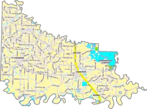 Little River County Arkansas GIS Map showing county boundaries, roads, cities, and geographic features.