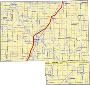 Livingston County Illinois GIS map showing county boundaries and location