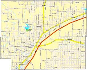 Logan County Colorado GIS Map showing county boundaries, cities, roads, and geographic features.