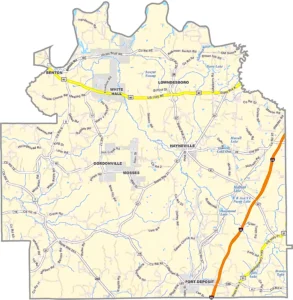 Lowndes County Alabama GIS Map Showing County Boundaries