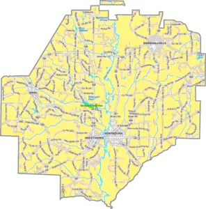Macon County Georgia GIS Map showing county boundaries, major roads, cities, highways, rivers, and geographic features.