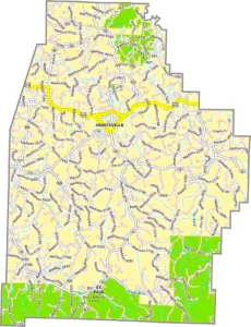 Madison County Arkansas GIS Map showing county boundaries, roads, cities, and geographic features.