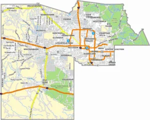 Maricopa County Arizona Map showing county boundaries, cities, highways, and major landmarks.
