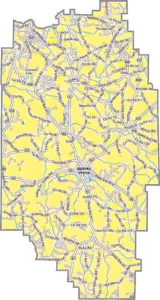 Marion County Georgia GIS Map showing county boundaries, major roads, cities, highways, rivers, and geographic features.