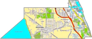 Martin County Florida GIS Map showing county boundaries, roads, cities, and waterways.