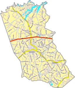 McDuffie County Georgia GIS Map showing county boundaries, major roads, cities, highways, rivers, and geographic features.