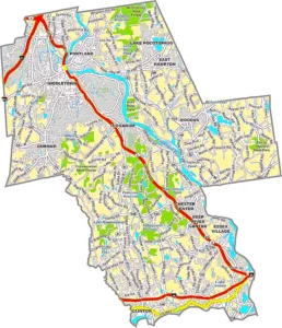 Middlesex County GIS Map showing county boundaries, cities, roads, and geographic features.