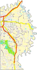 Miller County Arkansas GIS Map showing county boundaries, roads, cities, and geographic features.