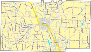 Miller County Georgia GIS Map showing county boundaries, major roads, cities, highways, rivers, and geographic features.
