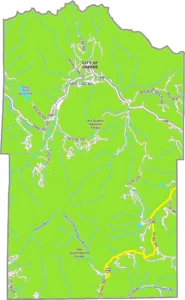 Mineral County Colorado GIS Map showing county boundaries, cities, roads, and geographic features.