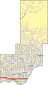 Minidoka County Idaho GIS Map showing county boundaries, roads, communities, and geographic features.