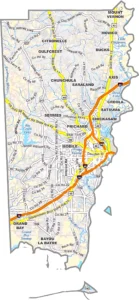 Mobile County Alabama GIS Map Showing County Boundaries