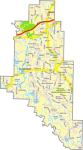 Monroe County Arkansas GIS Map showing county boundaries, roads, cities, and geographic features.