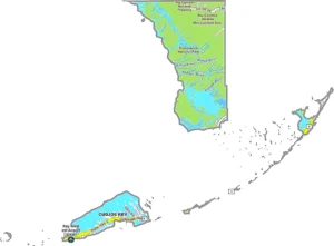 Monroe County Florida GIS Map showing county boundaries, islands, roads, and coastal regions.