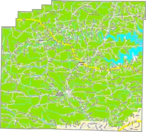 Montgomery County Arkansas GIS Map showing county boundaries, roads, cities, and geographic features.