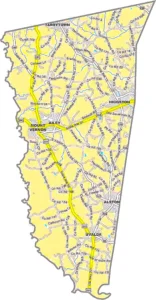 Montgomery County Georgia GIS Map showing county boundaries, major roads, cities, highways, rivers, and geographic features.
