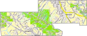 Montrose County Colorado GIS Map showing county boundaries, cities, roads, and geographic features.