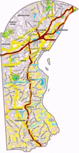 New Castle County Delaware GIS Map showing county boundaries, cities, roads, and geographic features.