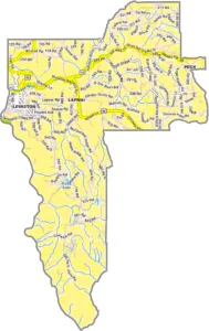 Nez Perce County Idaho GIS Map showing county boundaries, cities, roads, and geographic features.